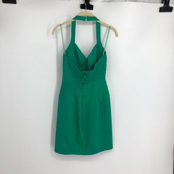 BCBG MaxAzria emerald green halter  neck bodycon mini dress size XS - Picture 3 of 16